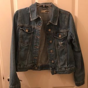 Distressed denim jacket